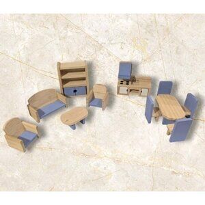 Le Toy Van Wooden Dollhouse Furniture Kitchen Living Room Dining Mini Set Of 11